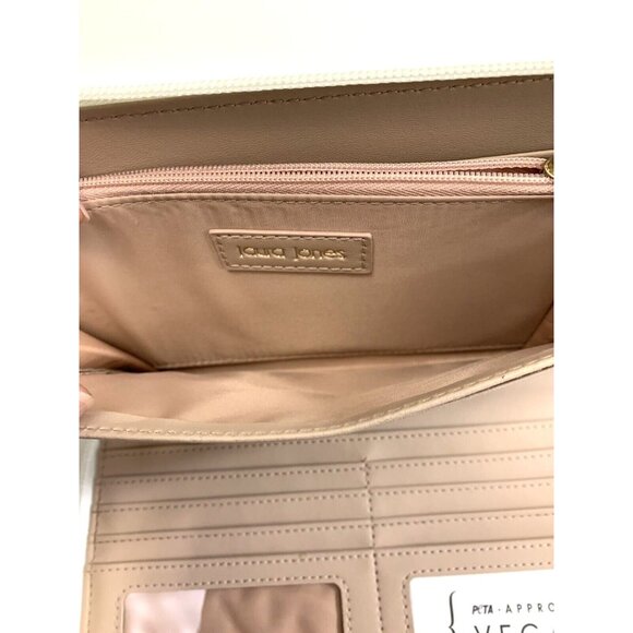 Laura Jones Wristlet Wallet Pink Flowers Zippers Card Slots Clear Window - Picture 11 of 12